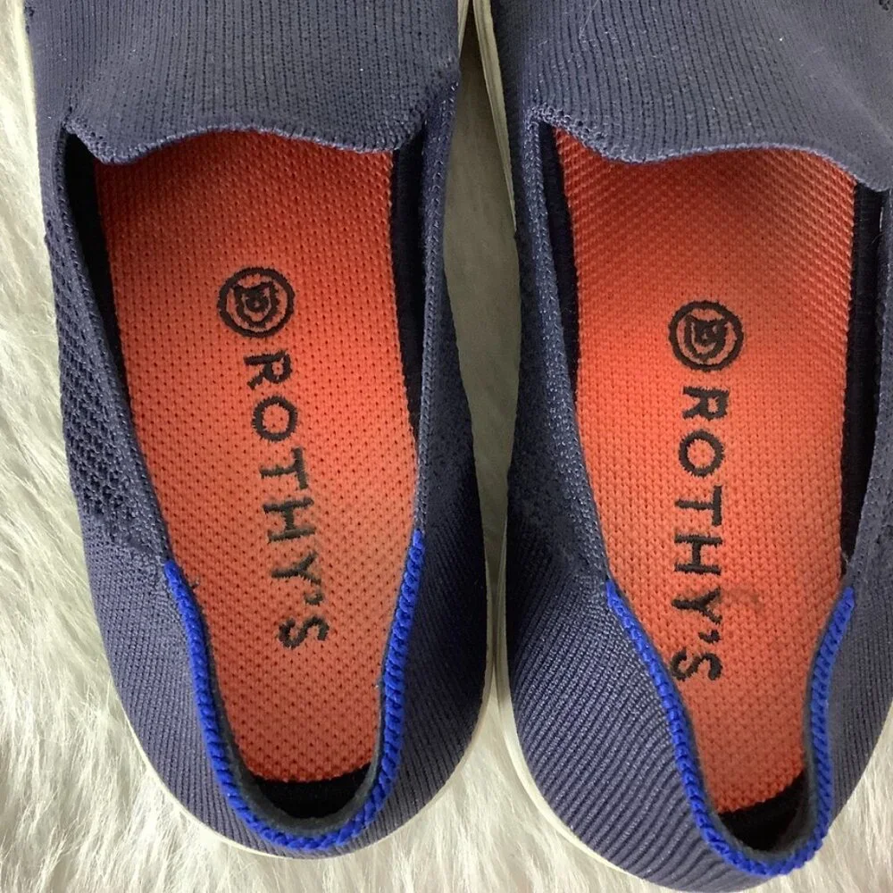 Rothy's The Sneaker Maritime Lattice Stitch Navy Slip On Shoes Women's 7.5